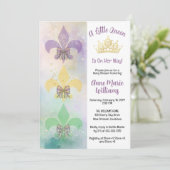 Invitation Little Mardi Gras Queen Fleur de Lis Baby Shower (Debout devant)