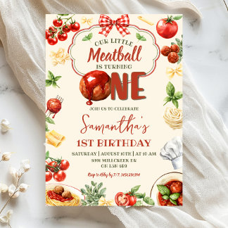 Invitation Little Meatball Is One Italian Pasta Birthday