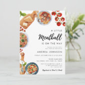 Invitation Little Meatball Italien Baby shower alimentaire (Debout devant)
