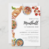 Invitation Little Meatball Italien Nourriture 1er Anniversair (Devant)