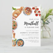 Invitation Little Meatball Italien Nourriture 1er Anniversair (Debout devant)