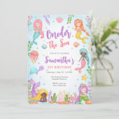 Invitation Little Mermaid Oneder The Sea 1st Birthday (Debout devant)