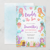 Invitation Little Mermaid Oneder The Sea 1st Birthday (Devant / Derrière)