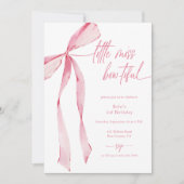 Invitation Little Miss Bowtiful Pink Photo Anniversaire (Devant)