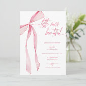 Invitation Little Miss Bowtiful Pink Photo Anniversaire (Debout devant)
