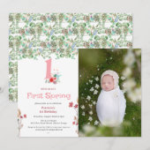 Invitation Little Miss First Spring Floral 1er Anniversaire P (Devant / Derrière)