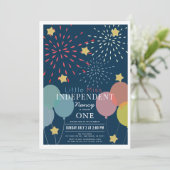 Invitation Little Miss Independent Fireworks Balloon Annivers (Debout devant)