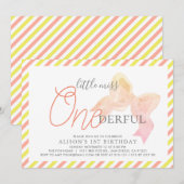 Invitation Little Miss ONE derful Girl 1er anniversaire (Devant / Derrière)