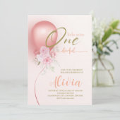 Invitation Little Miss ONE derful rose Floral 1er anniversair (Debout devant)