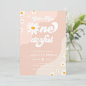 Invitation Little Miss ONEderful 1er anniversaire Boho Daisy (Debout devant)