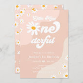 Invitation Little Miss ONEderful 1er anniversaire Boho Daisy (Devant / Derrière)