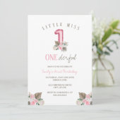 Invitation Little Miss ONEderful 1er premier anniversaire (Debout devant)