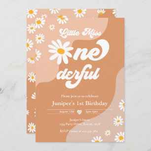 Invitation Little Miss ONEderful 1st Birthday Boho Daisy