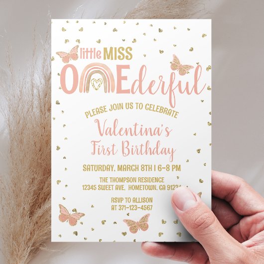 Invitation Little Miss ONEderful 1st Birthday Boho Rainbow