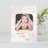 Invitation Little Miss Onederful avec cadre photo (Debout devant)