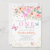 Invitation Little Miss Onederful Butterfly Girl 1er anniversa (Devant)