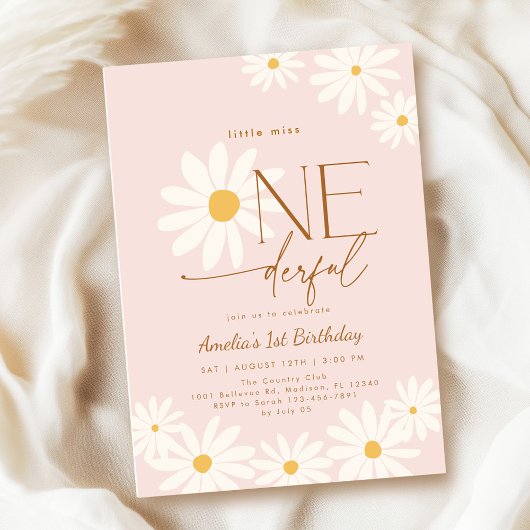 Invitation Little Miss Onederful Daisy 1st Birthday