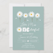 Invitation Little Miss Onederful Daisy Dusty Blue Anniversair (Devant)