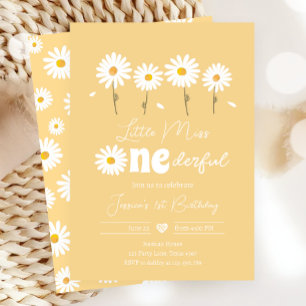 Invitation Little Miss Onederful Daisy Jaune Premier Annivers