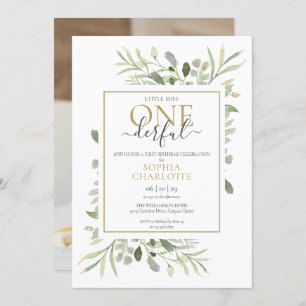 Invitation Little Miss ONEderful Elegant Photo Premier Annive