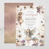Invitation Little Miss ONEderful Fairy Girl's 1st Birthday (Devant / Derrière)