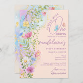 Invitation Little Miss ONEderful Fleur sauvage 1er anniversai (Devant / Derrière)
