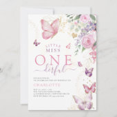Invitation Little Miss Onederful Floral 1er anniversaire (Devant)