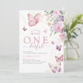 Invitation Little Miss Onederful Floral 1er anniversaire (Debout devant)