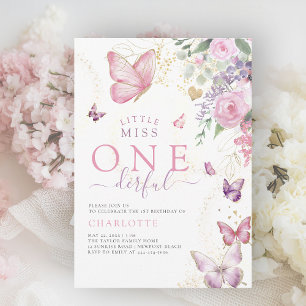 Invitation Little Miss Onederful Floral 1er anniversaire
