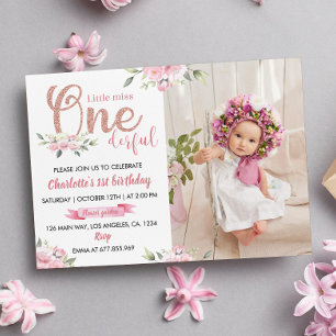 Invitation Little Miss Onederful Girl 1er Anniversaire Invita