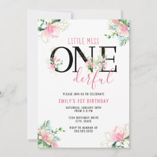 Invitation Little Miss ONEderful Girls 1er anniversaire