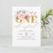 Invitation Little Miss ONEderful Gold Parties scintillant 1er (Debout devant)