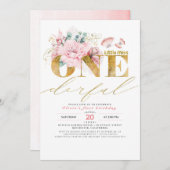 Invitation Little Miss ONEderful Gold Parties scintillant 1er (Devant / Derrière)