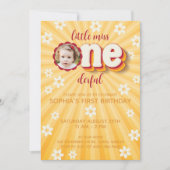 Invitation Little Miss ONEderful Photo Daisy Premier annivers (Devant)