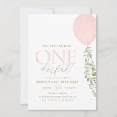 Invitation Little Miss Onederful Pink Balloon 1er Anniversair (Devant)