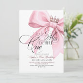 Invitation Little Miss ONEderful Pink Bow 1st Birthday Party (Debout devant)