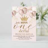 Invitation Little Miss ONEderful Pink Gold Crown 1er annivers (Debout devant)