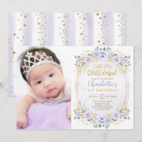 Little Miss ONEderful Purple Gold Floral Anniversa
