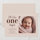 Invitation Little Miss ONEderful script photo (Devant / Derrière)