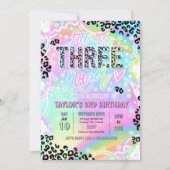 Invitation Little Miss Threenage Léopard Arc-en-Ciel 3ème Ann (Devant)
