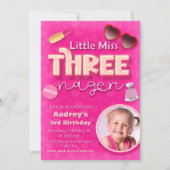 Invitation Little Miss Threenager - Fille 3e anniversaire (Devant)