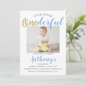 Invitation Little Mister Onederful Photo 1er anniversaire (Debout devant)