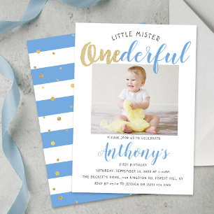 Invitation Little Mister Onederful Photo 1er anniversaire