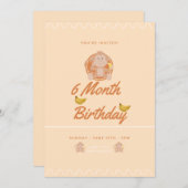 Invitation Little Monkey 6 Month Birthday (Devant / Derrière)