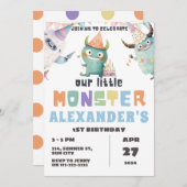 Invitation Little Monster 1er 2e 3e 4e 5e anniversaire (Devant / Derrière)