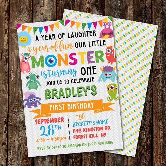 Invitation Little Monster 1er anniversaire