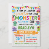 Invitation Little Monster 1er anniversaire (Devant)