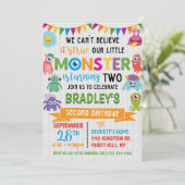 Invitation Little Monster 2e anniversaire (Debout devant)