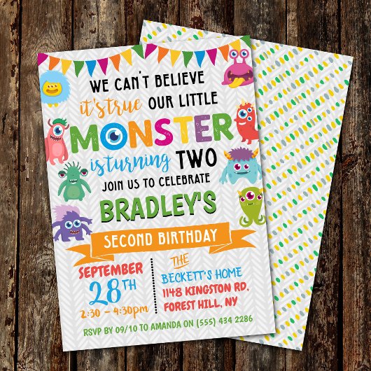 Invitation Little Monster 2e anniversaire