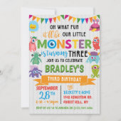 Invitation Little Monster 3e anniversaire (Devant)